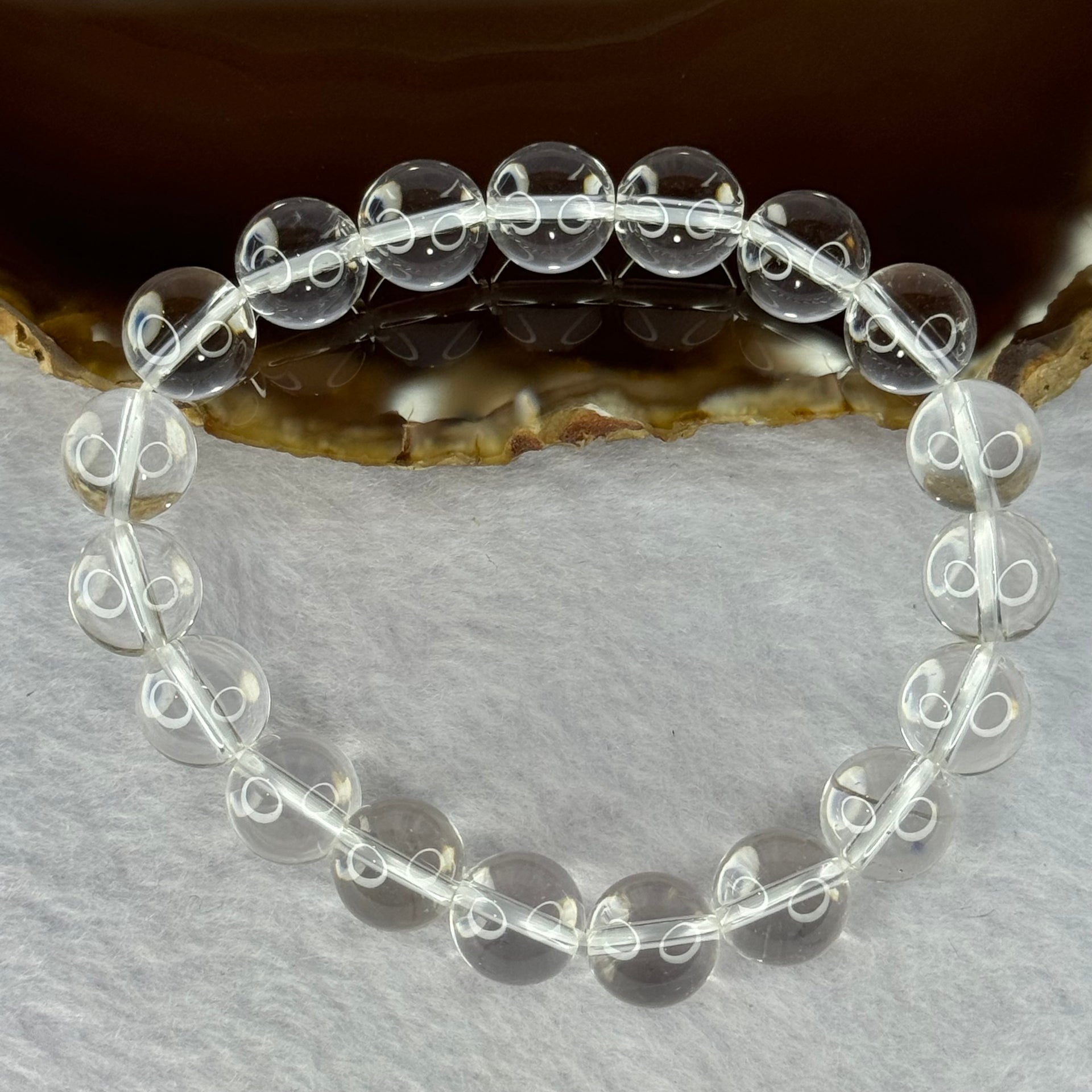 Natural Clear Quartz Bracelet 天然白水晶手链 30.80g 17cm 10.6mm 19 Beads - Huangs Jadeite and Jewelry Pte Ltd
