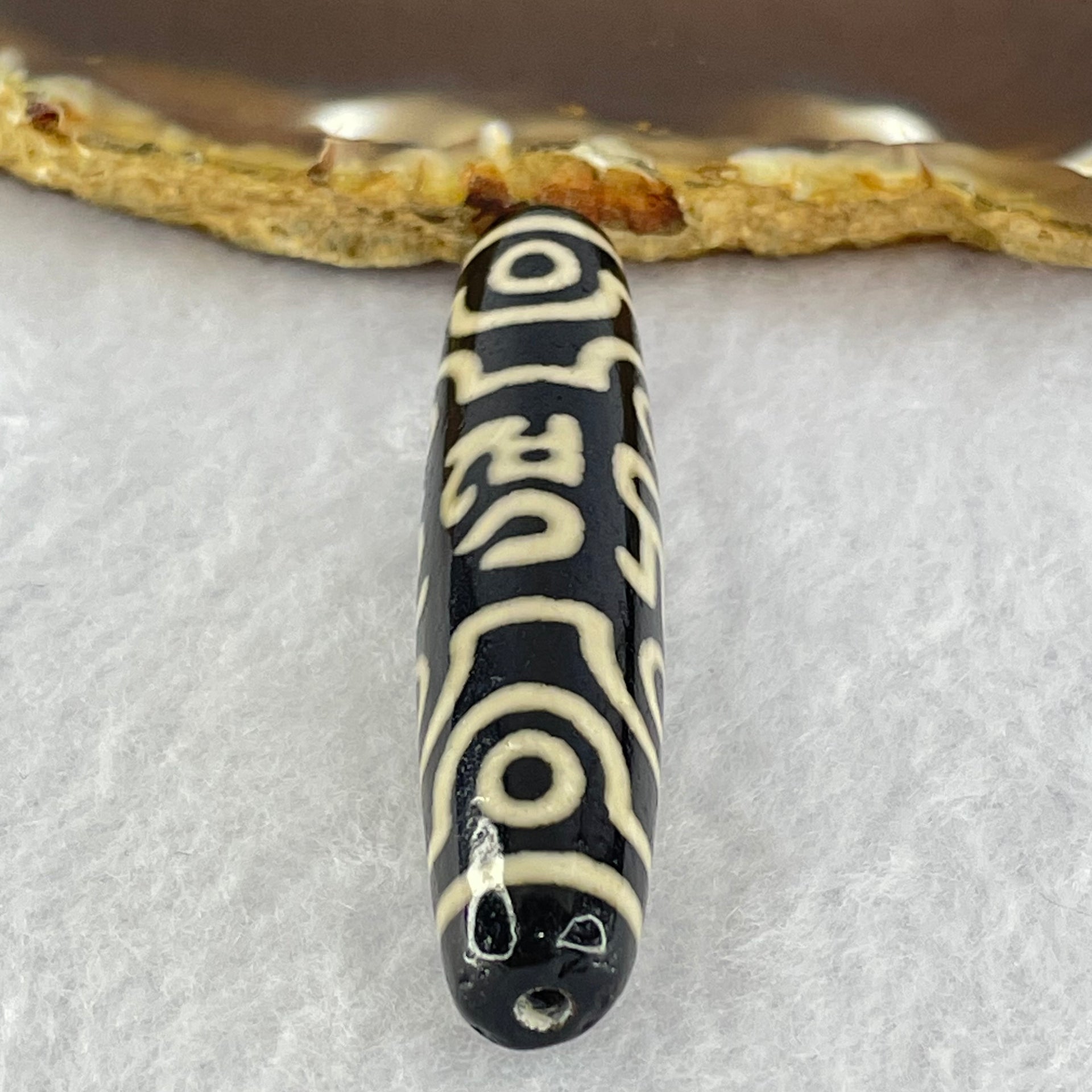 Natural Powerful Tibetan Old Oily Agate 8 Eyes Om Mani Padme Hum Dzi Bead Heavenly Master (Tian Zhu) 六字箴言八眼天珠 15.06g 58.8 by 12.9mm - Huangs Jadeite and Jewelry Pte Ltd