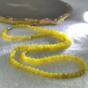 Type A Yellow Jadeite Beads Necklace 26.45g 60cm 5.2mm 124 Beads (Burned) - Huangs Jadeite and Jewelry Pte Ltd