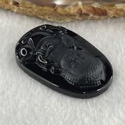 Type A Opaque to Partial Translucent Black Omphacite Jadeite Baby Buddha Pendant 13.75g 42.0 by 28.2 by 8.6mm - Huangs Jadeite and Jewelry Pte Ltd