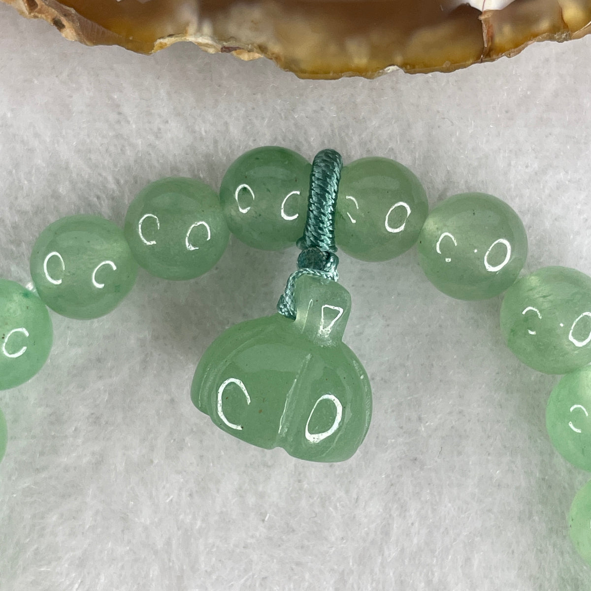 Natural Green Aventurine Bead Bracelet with Lotus Charm | Untreated Stone of Opportunity Stretch Bracelet (19.26g | 14cm Wrist | 8.5mm | 21 Beads)