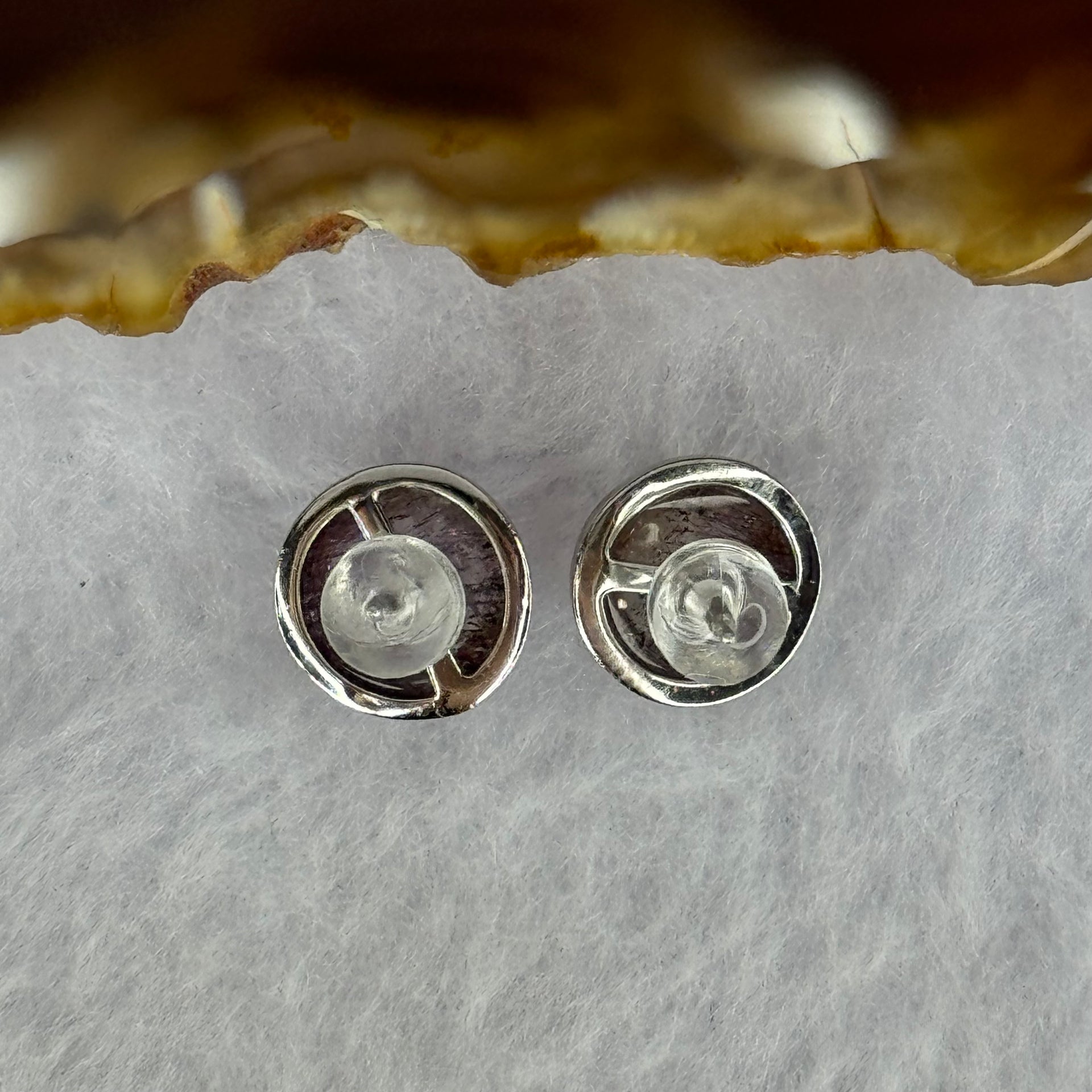 Good Grade Natural Super 7 S925 Silver Earrings 2.29g 8.7 by 5.5mm - Huangs Jadeite and Jewelry Pte Ltd