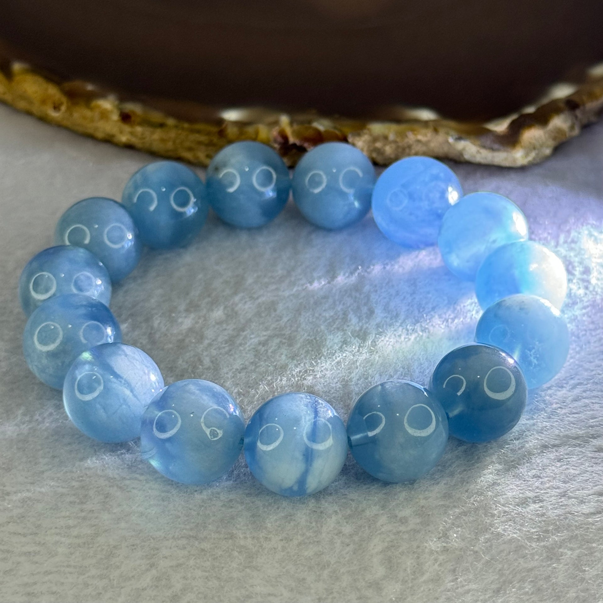 Natural Aquamarine Beads Bracelet 61.09g 18.5cm 14.8mm 15 Beads - Huangs Jadeite and Jewelry Pte Ltd