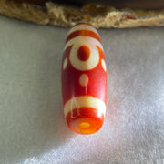 Natural Powerful Tibetan Old Oily Red White Agate One Eye Earth Element Dzi Bead Heavenly Master (Tian Zhu) 一眼土元素天珠 15.03g 37.7 by 13.4mm - Huangs Jadeite and Jewelry Pte Ltd