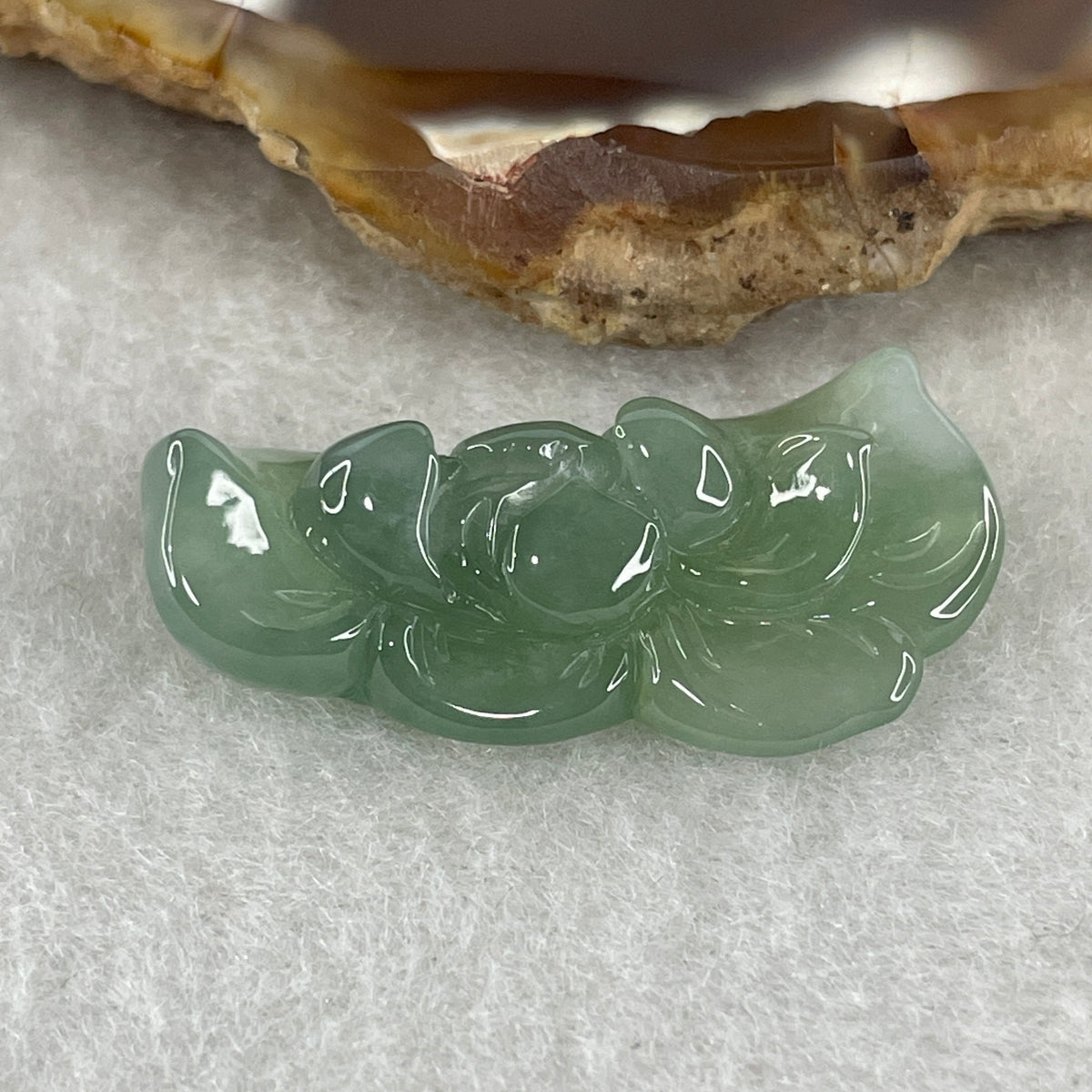 Natural Type A Semi-Icy Green Jadeite Lotus Flower Pendant | Bloom Purity, Renewal & Harmony Talisman (4.96g | 30.9 x 14.8 x 8.0mm) - Huangs Jadeite and Jewelry Pte Ltd