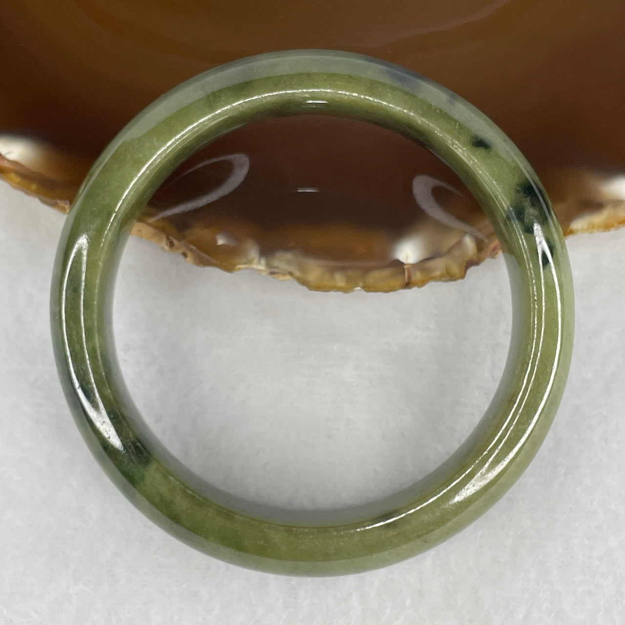 Natural Type A Yellowish Green Jadeite Bangle | Untreated Fei Cui Bangle (61.40g | ID: 55.4mm | 14.4 x 8.3mm) (Very Very Slight Internal Line)