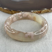 Natural Faint Pink Flower Agate Bangle 57.41g Internal Diameter 60.2mm 15.6 by 9.4mm (Perfect) - Huangs Jadeite and Jewelry Pte Ltd