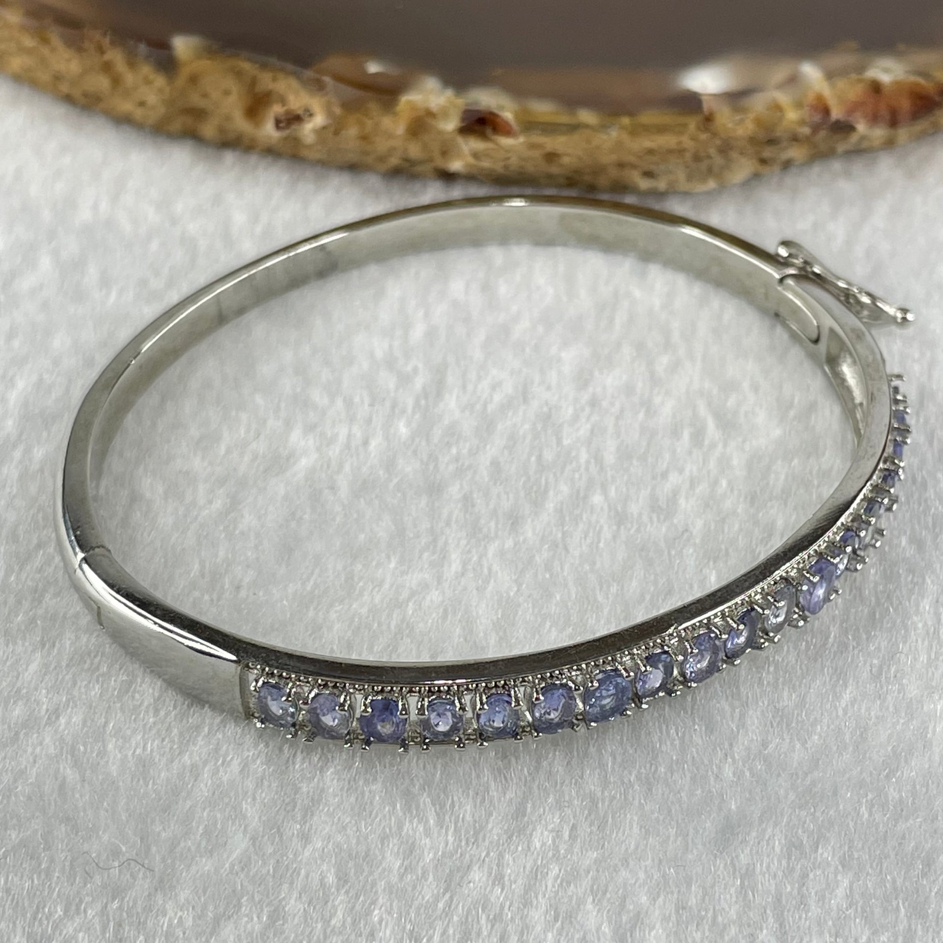 Natural Blue Topaz With Crystals in S925 Sliver Bracelet 12.96g 6.1 by 3.3mm - Huangs Jadeite and Jewelry Pte Ltd