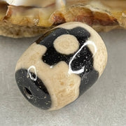 Natural Powerful Tibetan Old Oily Dark Brown With White Agate 3 Eyes Dzi Bead Heavenly Master (Tian Zhu) 三眼天诛 5.06g 17.6 by 13.5mm - Huangs Jadeite and Jewelry Pte Ltd