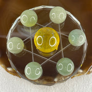 Natural Green Aventurine 20.8mm with Yellow Liuli 29.5mm 7 Sphere Balls Set with 7 Star Base Display 332.9g 100.8 by 40.5mm - Huangs Jadeite and Jewelry Pte Ltd