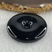 Type A Opaque Black Omphacite Jadeite Ping An Kou Donut Pendant 28.29g 40.1 by 8.5mm - Huangs Jadeite and Jewelry Pte Ltd