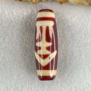 Natural Powerful Tibetan Old Oily Red White Agate One Eye Gold Metal Element Dzi Bead Heavenly Master (Tian Zhu) 一眼金天珠 9.24g 37.8 by 12.6mm - Huangs Jadeite and Jewelry Pte Ltd