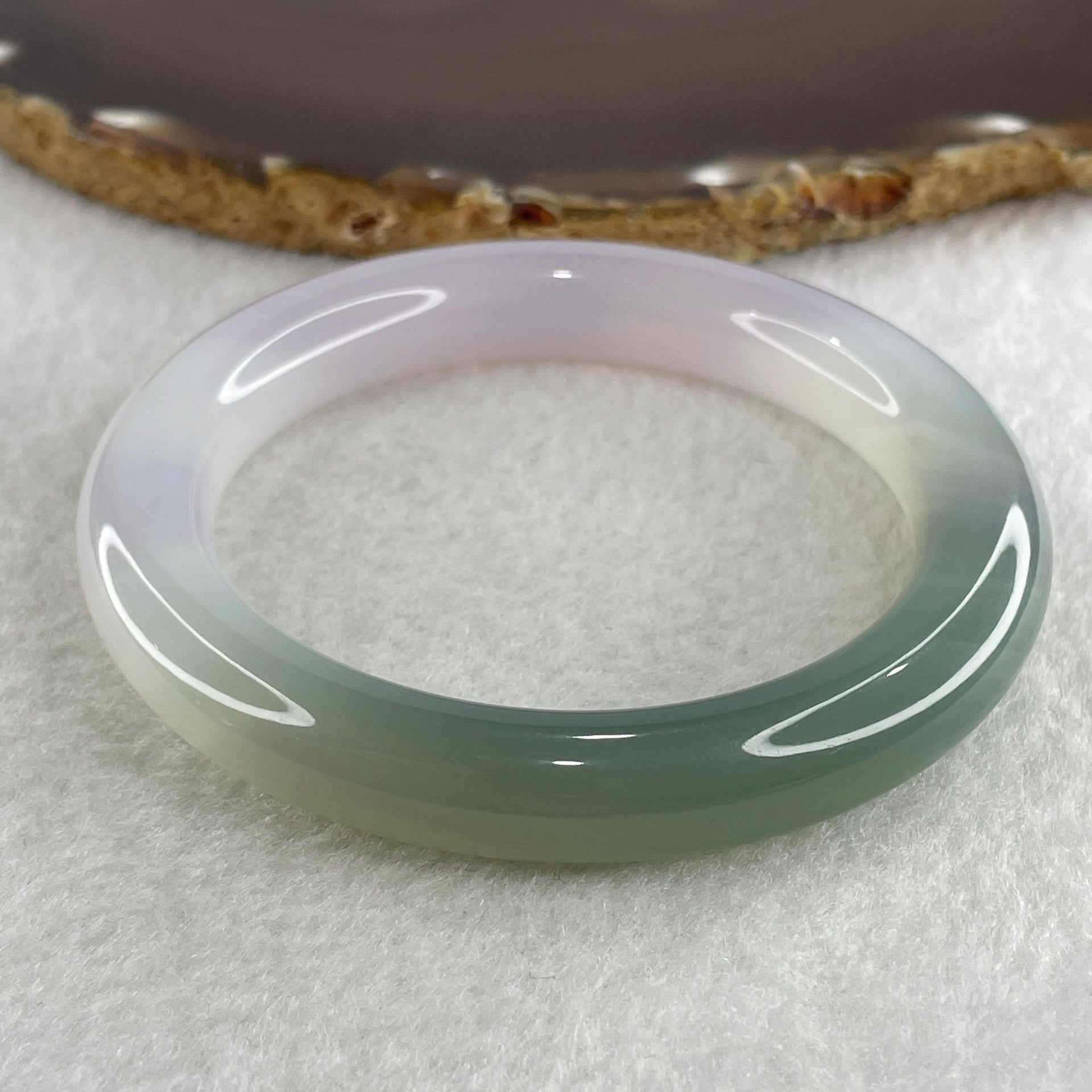 Certified Natural Green with Lavender Agate Bangle 49.56g Internal Diameter 56.6mm 10.7 by 11.0mm (Perfect) - Huangs Jadeite and Jewelry Pte Ltd