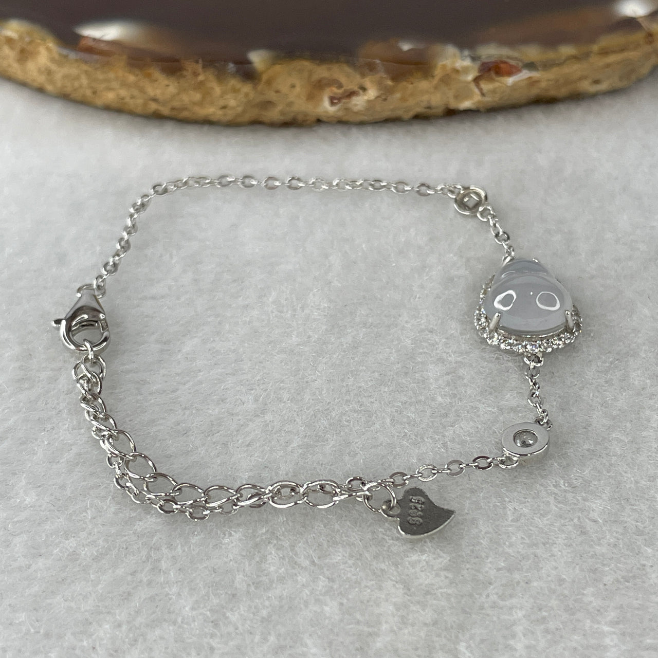 Certified Type A Icy Near Colorless Jadeite Hulu Bracelet | S925 Sterling Silver Adjustable Gourd Charm (2.33g, 15-18cm)