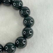 Rare High End Type A Highly Translucent Black Omphacite Jadeite Beads Bracelet 80.55g 16cm 15.0mm 14 Beads - Huangs Jadeite and Jewelry Pte Ltd