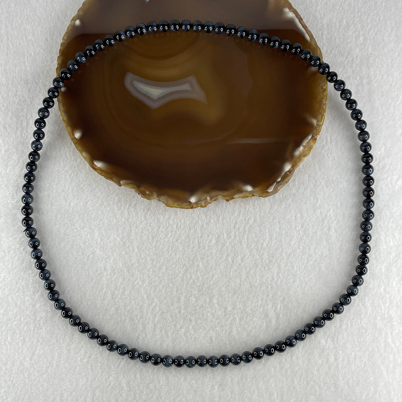 Certified Good Grade Natural Blue Tiger's Eye Quartz Beads Necklace 39.89g 62cm 6.8mm 97 Beads