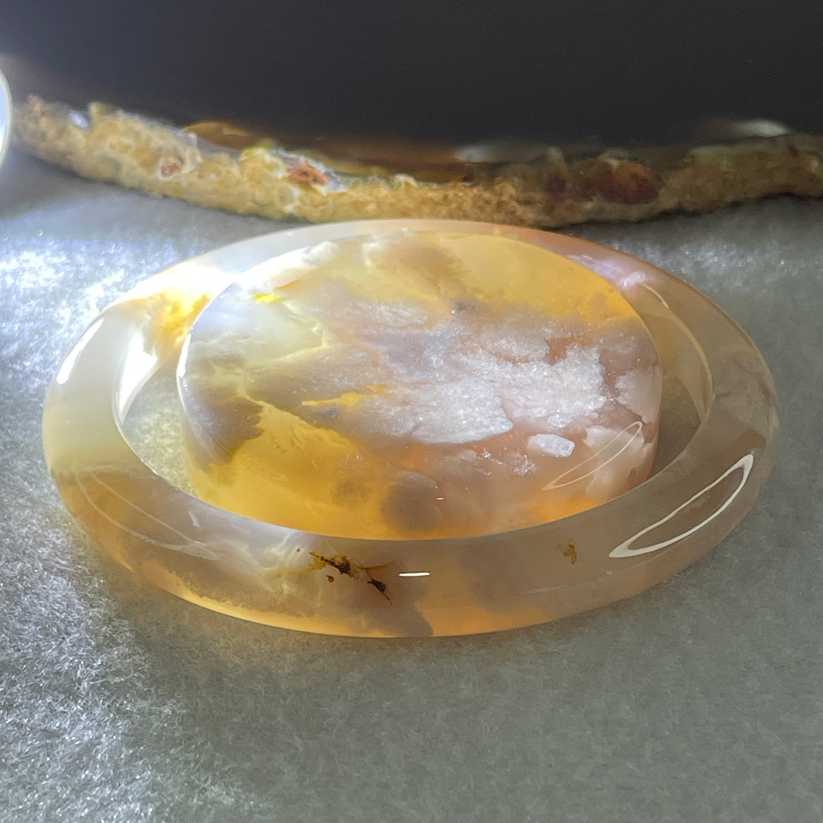 Natural Pink Flower Agate Oval Bangle Set | (63.99g | 54.6mm ID| 8.2 x 7.1mm | Blooming Self-Love & Emotional Renewal Anchor, Feng Shui Harmony & Petite Guifei Stacking Bangle Set) - Huangs Jadeite and Jewelry Pte Ltd