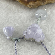 Natural Type A Light Lavender Jadeite Lotus Flower with Heart Shape on String Necklace 6.97g 14.5 by 16.8 by 8.8mm - Huangs Jadeite and Jewelry Pte Ltd