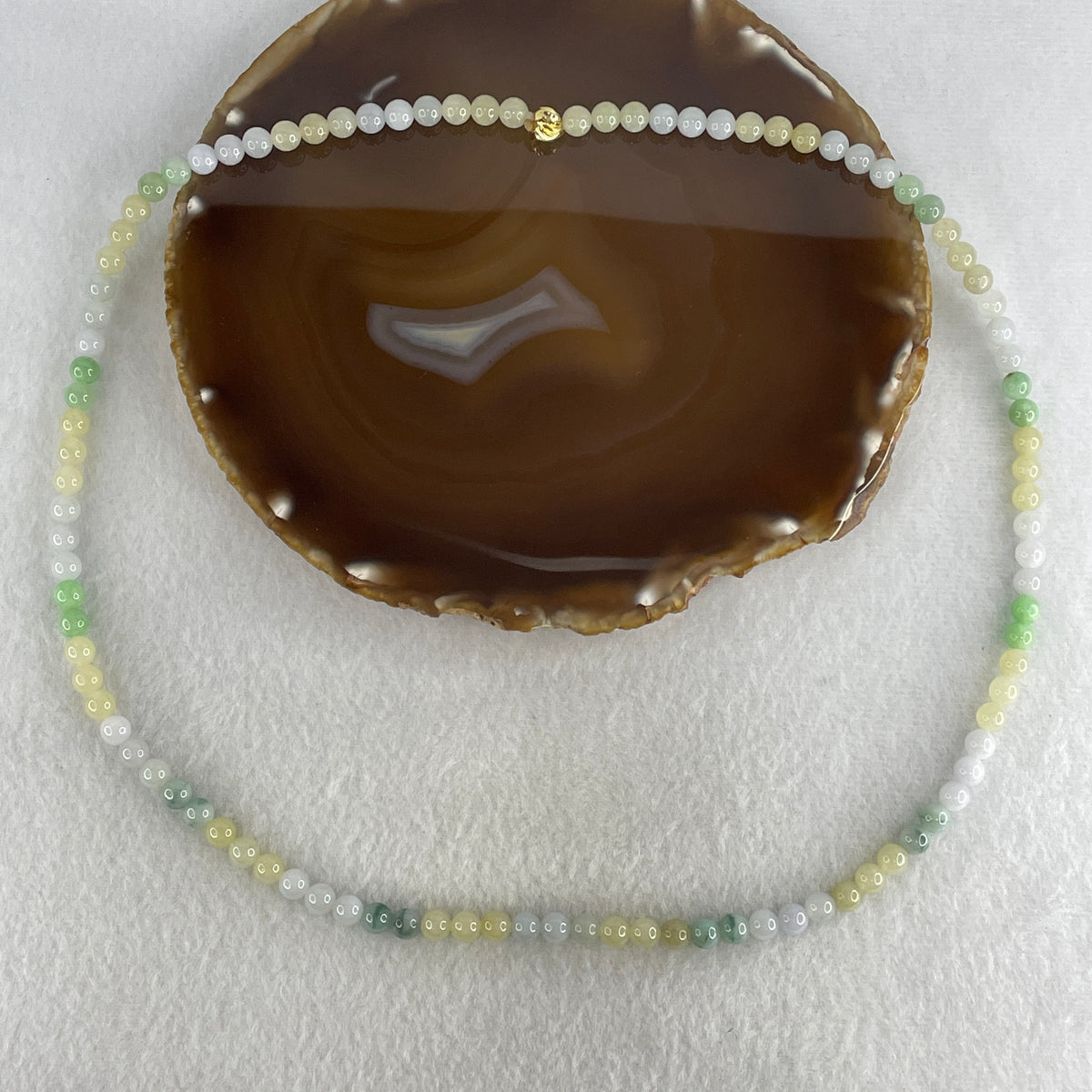 Natural Type A Jelly Light Green, Lavender & Yellow Jadeite Beads Necklace | (41.62g | 58cm | 6.2mm | 101 Beads | Heart, Crown, Third Eye & Solar Plexus Chakra Synergy, Three-Star Abundance Catalyst & Feng Shui Fortune Anchor)