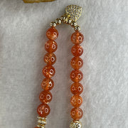 Very Good Natural Golden Sun Stone Beads with Charm Necklace 22.69g 36cm 6.3mm 51 Beads - Huangs Jadeite and Jewelry Pte Ltd