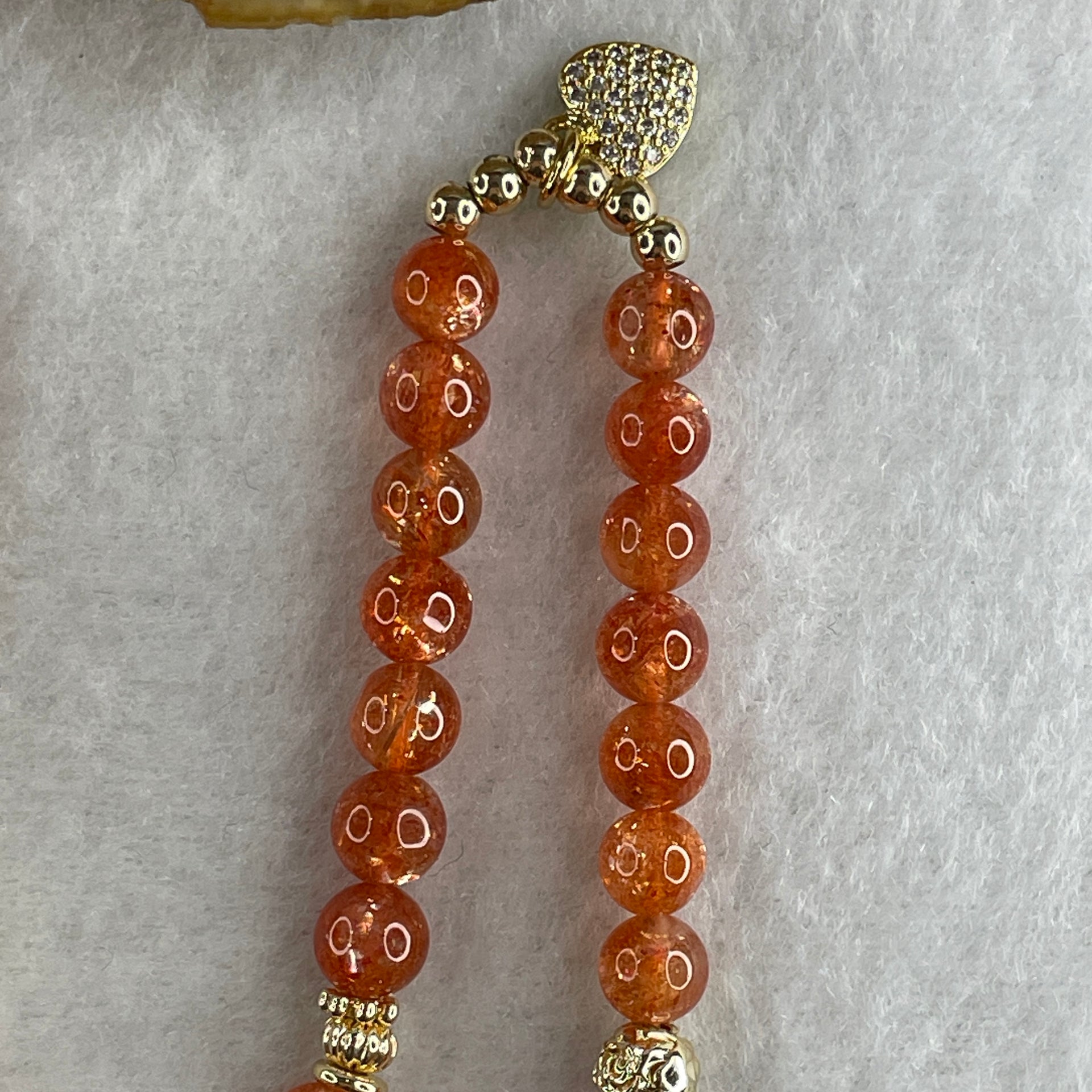 Very Good Natural Golden Sun Stone Beads with Charm Necklace 22.69g 36cm 6.3mm 51 Beads - Huangs Jadeite and Jewelry Pte Ltd