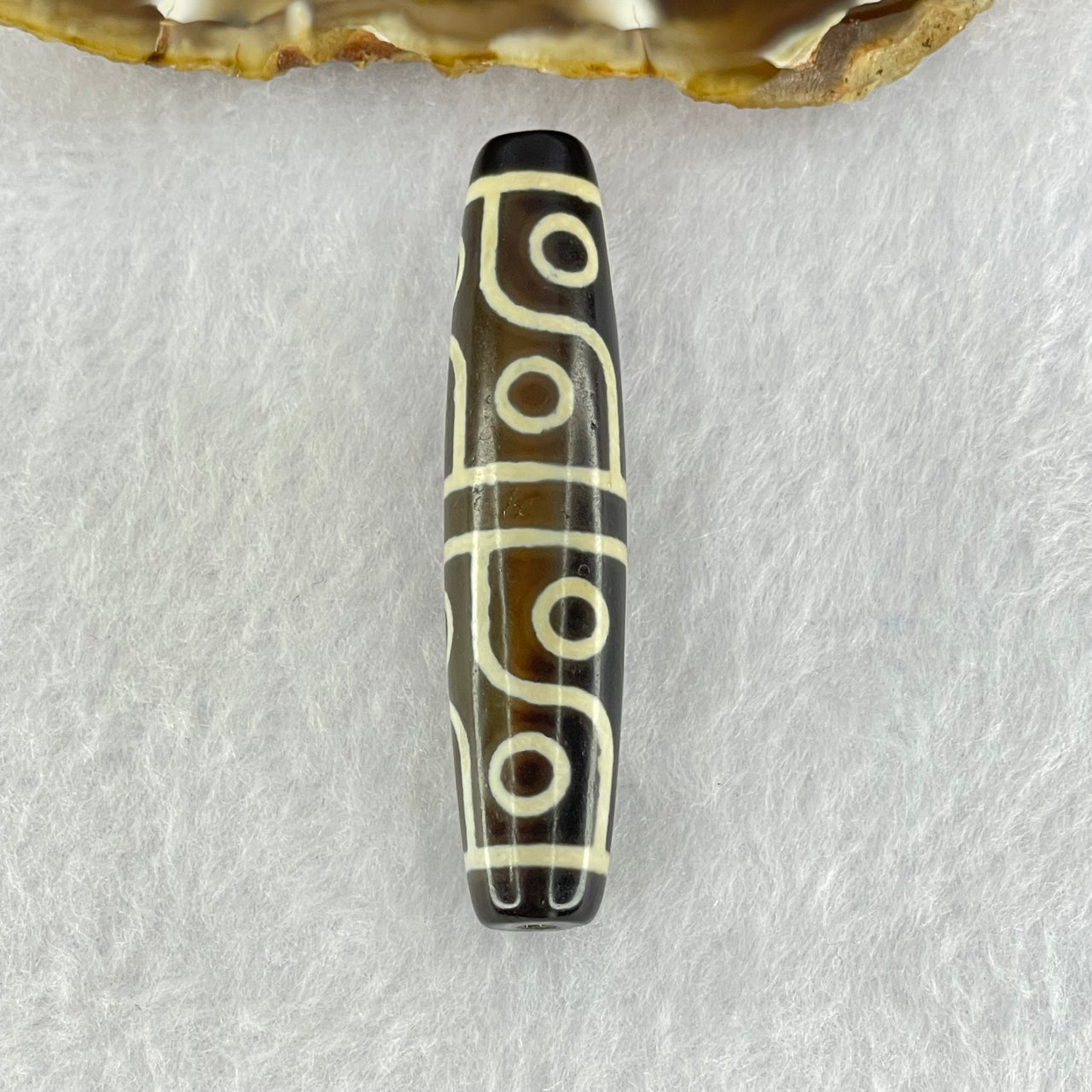 Natural Powerful Tibetan Old Oily Agate 12 Eyes Dzi Bead Heavenly Master (Tian Zhu) 十二眼天珠 15.62g 58.0 by 13.1mm - Huangs Jadeite and Jewelry Pte Ltd