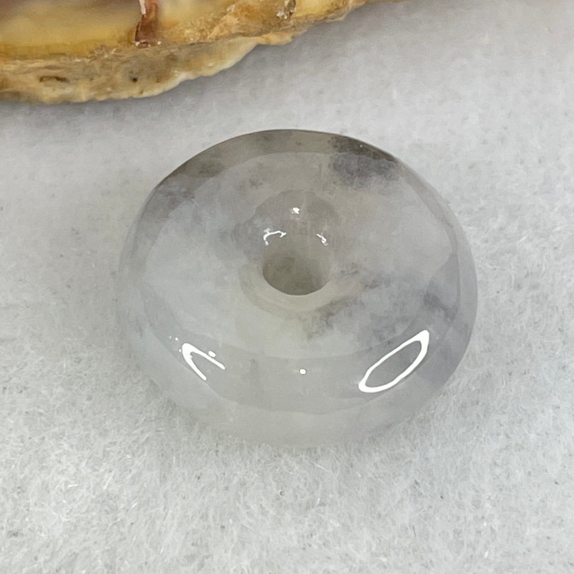 Type A Semi Icy Light Lavender With Wuji Grey Jadeite Ping An Kou Charm/Pendant 2.65g 14.6 by 6.0mm - Huangs Jadeite and Jewelry Pte Ltd