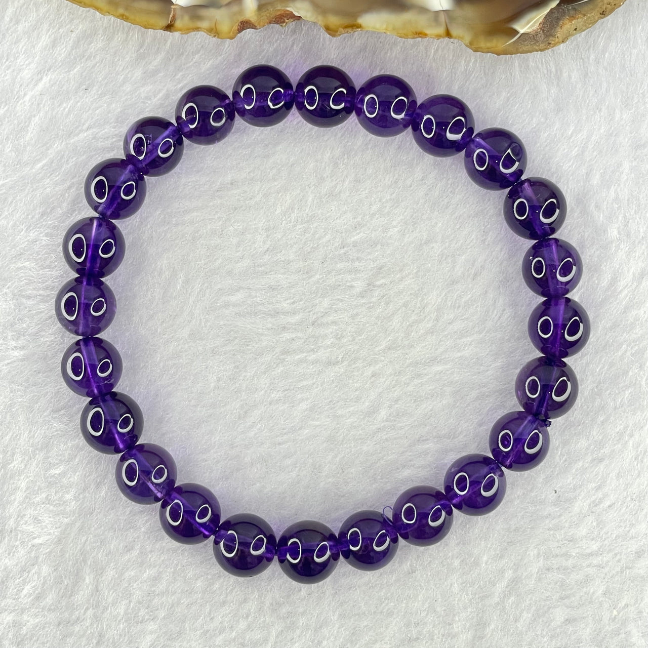 Very Good Grade Natural Amethyst Bracelet 18.35g 16cm 8.4mm 24 Beads - Huangs Jadeite and Jewelry Pte Ltd