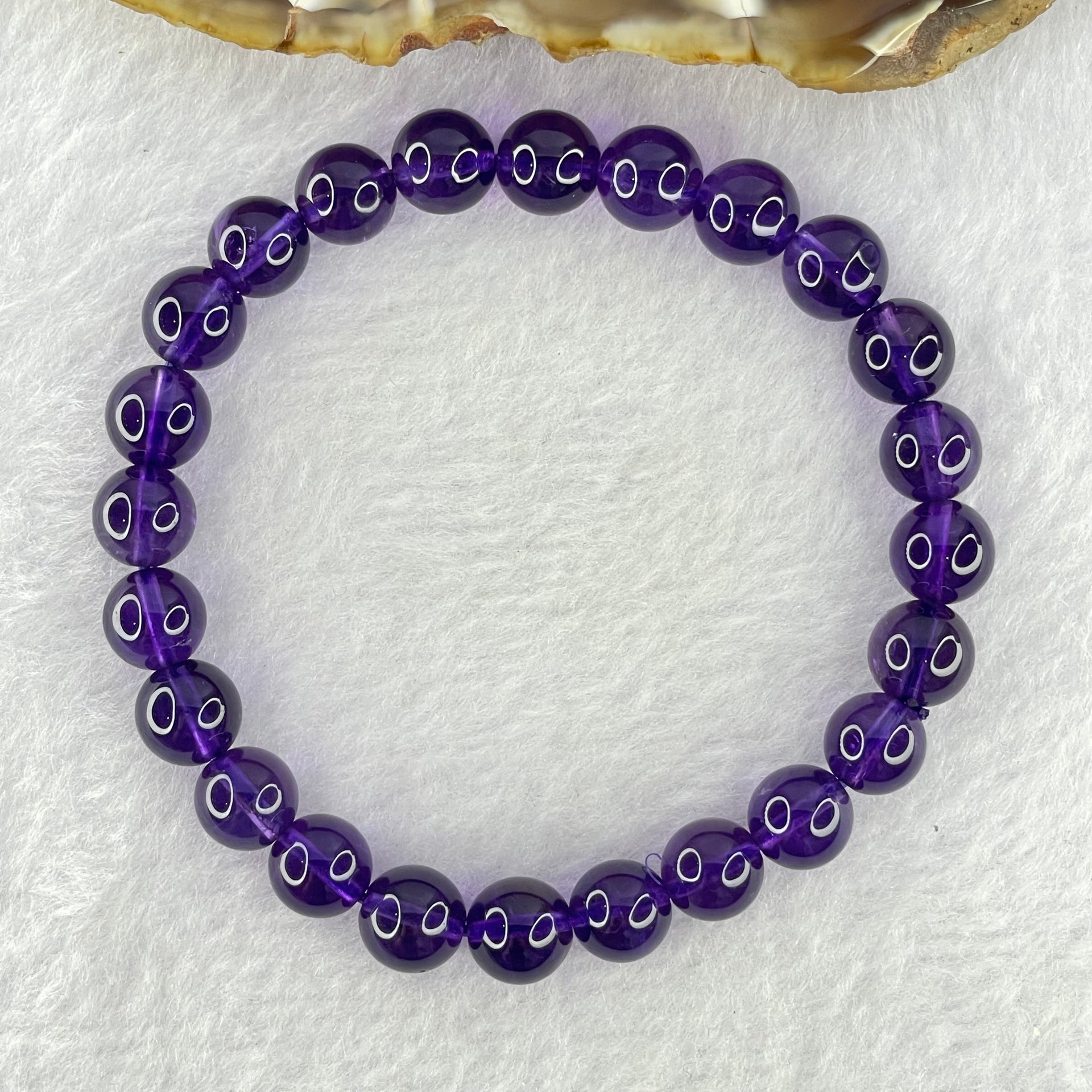 Very Good Grade Natural Amethyst Bracelet 18.35g 16cm 8.4mm 24 Beads - Huangs Jadeite and Jewelry Pte Ltd