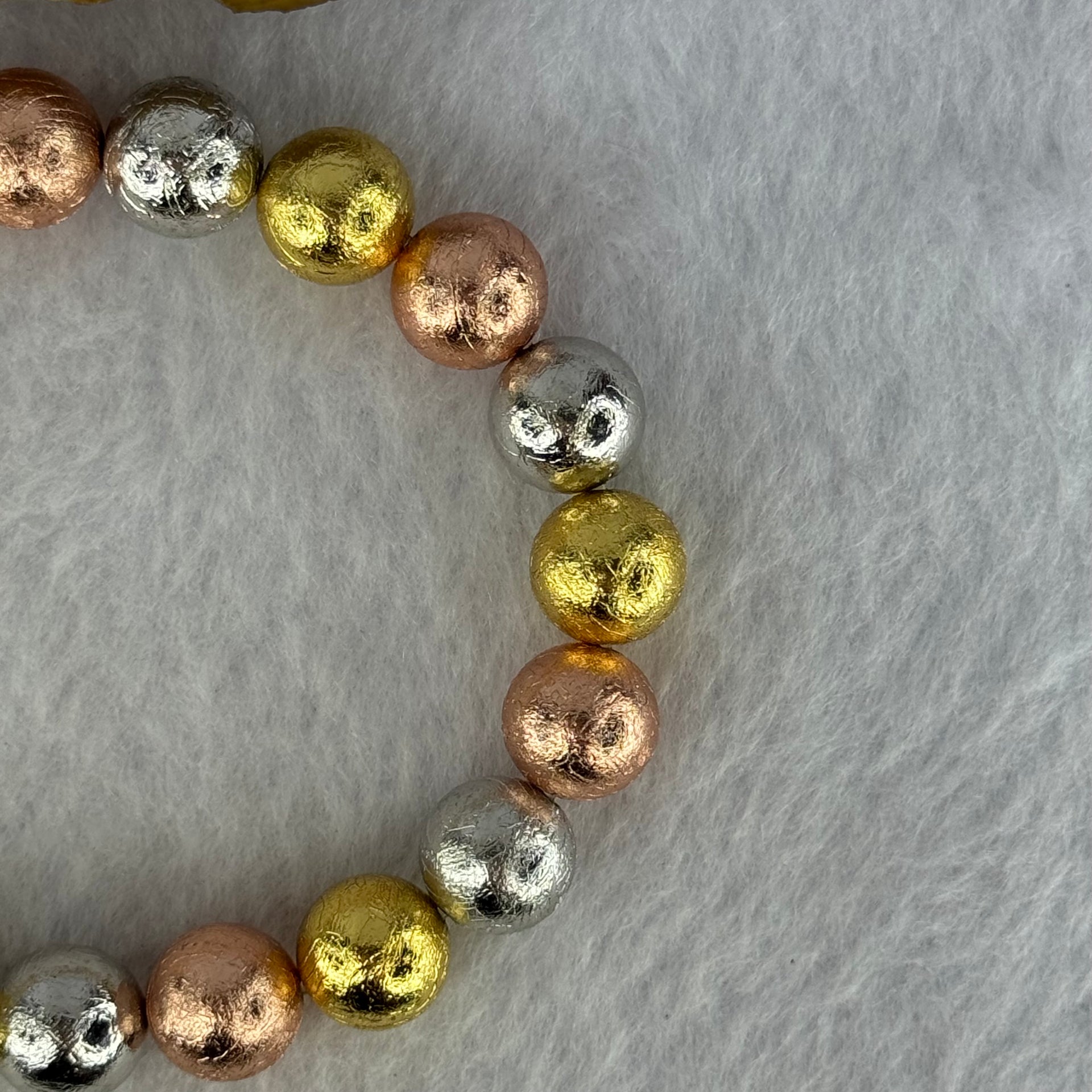 Natural Meteorite Sliver, Gold and Rose Gold Color Beads Bracelet 88.44g 17.5cm 10.3mm 20 Beads - Huangs Jadeite and Jewelry Pte Ltd
