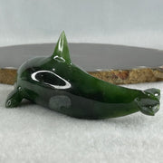 Natural Dark Green Serpentine Killer Whale Display 130.1g 122.0 by 52.0 by 50.0mm - Huangs Jadeite and Jewelry Pte Ltd