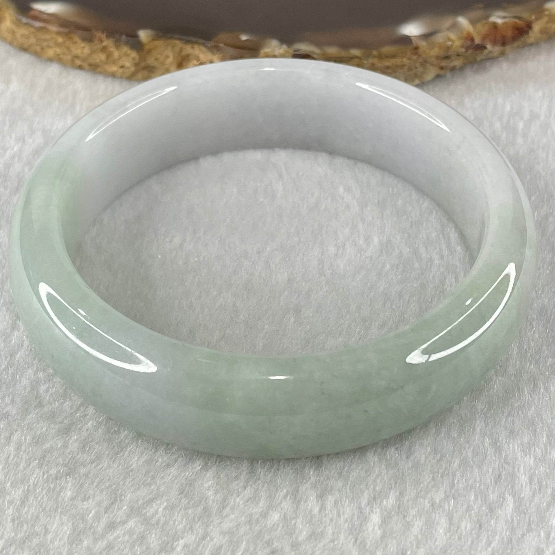 Type A Light Green and Faint Lavender Jadeite Bangle 64.37g Internal Diameter 56.0mm 15.2 by 8.0mm - Huangs Jadeite and Jewelry Pte Ltd
