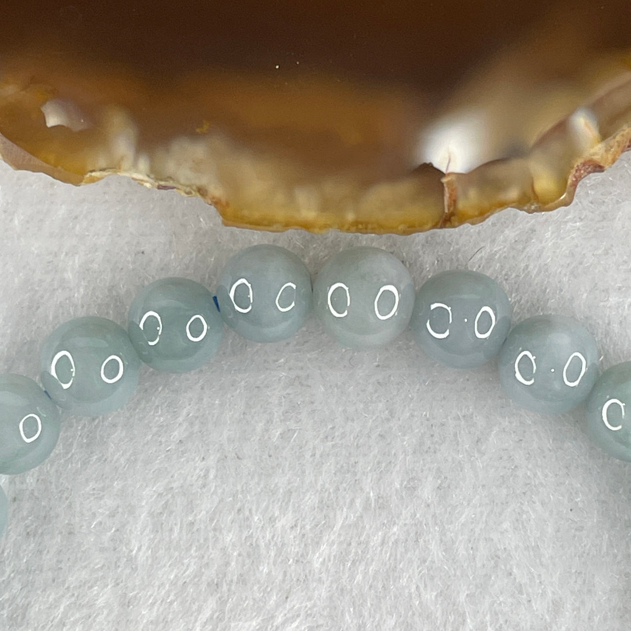 Certified Natural Type A Lavender Grey Jadeite Beads Bracelet 16.04g 15.5cm 7.1mm 27 Beads