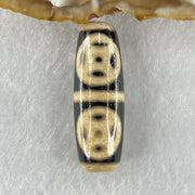 Natural Powerful Tibetan Old Oily Agate Four Coins Dzi Bead Heavenly Master (Tian Zhu) 9.29g 36.9 by 12.7mm - Huangs Jadeite and Jewelry Pte Ltd