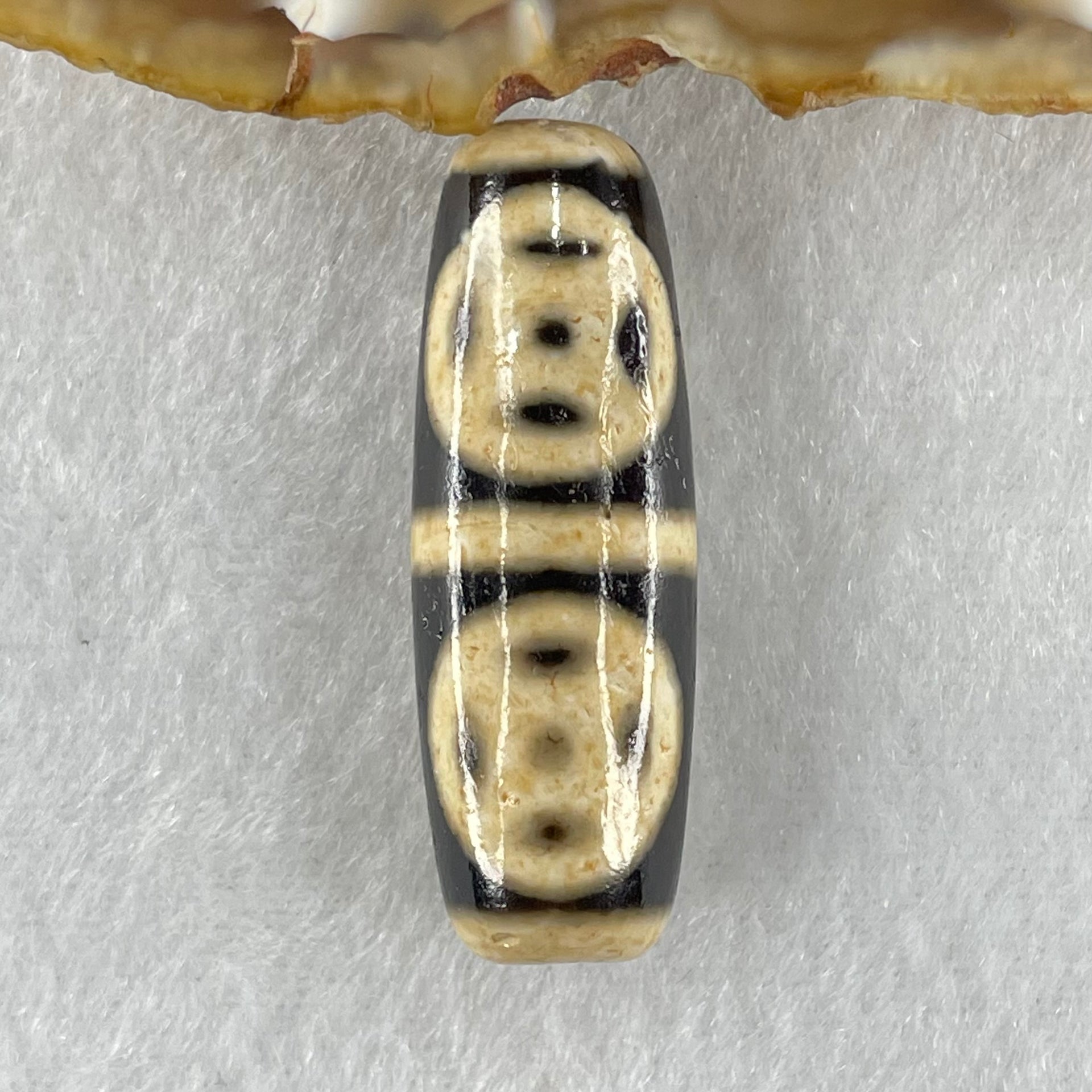 Natural Powerful Tibetan Old Oily Agate Four Coins Dzi Bead Heavenly Master (Tian Zhu) 9.29g 36.9 by 12.7mm - Huangs Jadeite and Jewelry Pte Ltd