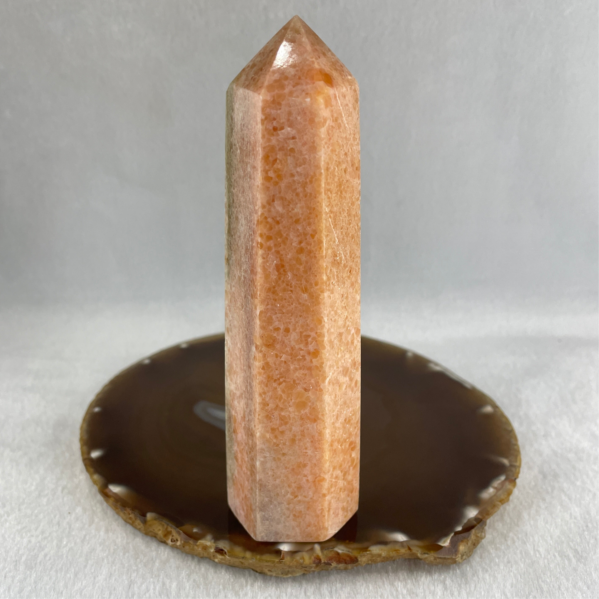 Natural Orange Calcite Quartz Tower Display 244.10g 136.0 by 39.6 by 29.7mm - Huangs Jadeite and Jewelry Pte Ltd