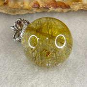 Good Grade Natural Golden Rutilated Quartz Bead in S925 Silver with Cubic Zirconia Pendant 6.45g 16.0mm - Huangs Jadeite and Jewelry Pte Ltd