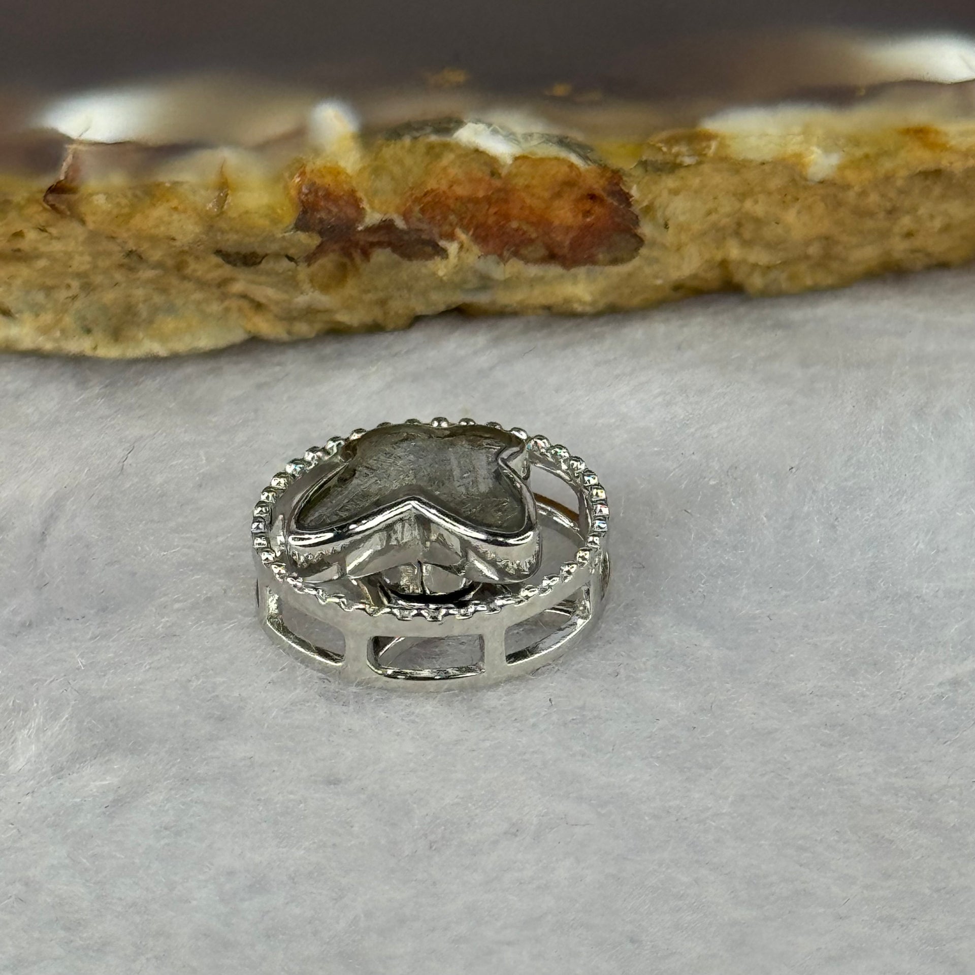 Natural Meteorite Spinning Sliver Butterfly Charm in S925 Silver For Necklace/Bracelet 1.80g 13.3 by 6.1mm - Huangs Jadeite and Jewelry Pte Ltd