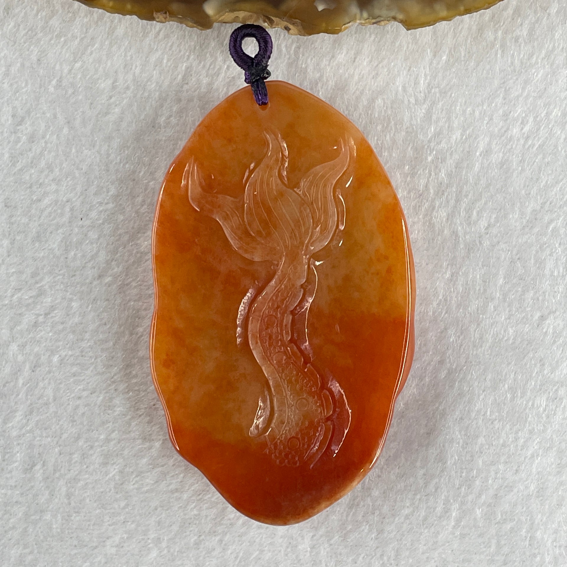 Type A Brownish Red Jadeite Dragon Double Side Pendant 55.34g 66.4 by 39.8 by 12.3mm - Huangs Jadeite and Jewelry Pte Ltd