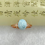 Natural Larimar in S925 Silver Rose Gold Color Ring (Adjustable Size) 2.36g 10.1 by 7.8 by 5.0mm - Huangs Jadeite and Jewelry Pte Ltd