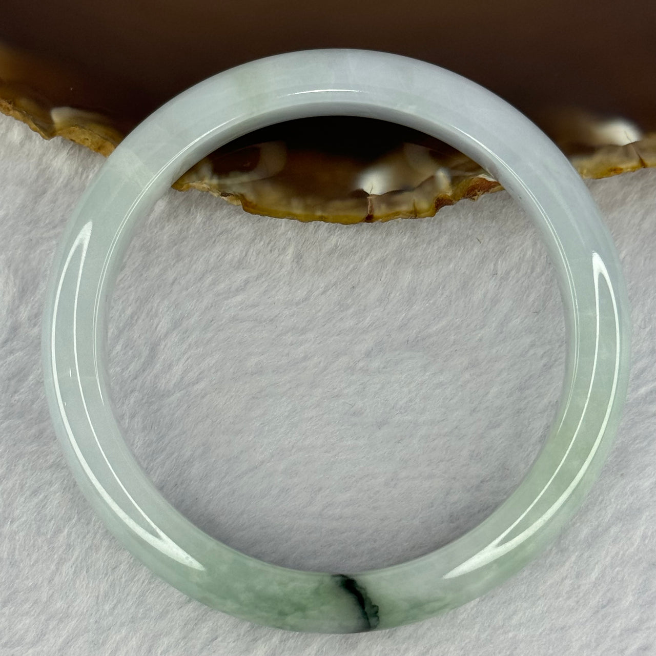 Type A Lavender with Light and Dark Green Patches Jadeite Bangle 48.57g Internal Diameter 58.2mm 11.1 by 8.0mm (Very Slight External Rough) - Huangs Jadeite and Jewelry Pte Ltd