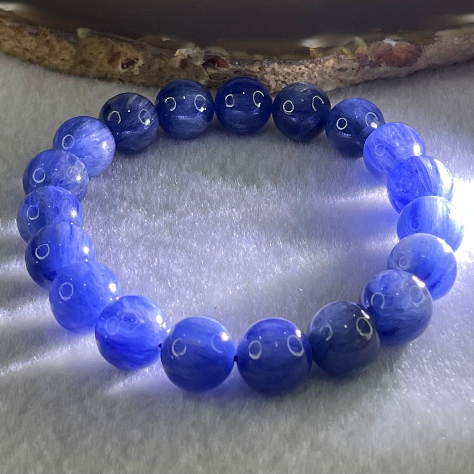 Natural Blue Kyanite Beads Bracelet 39.93g 16.5cm 10.8mm 19 Beads - Huangs Jadeite and Jewelry Pte Ltd