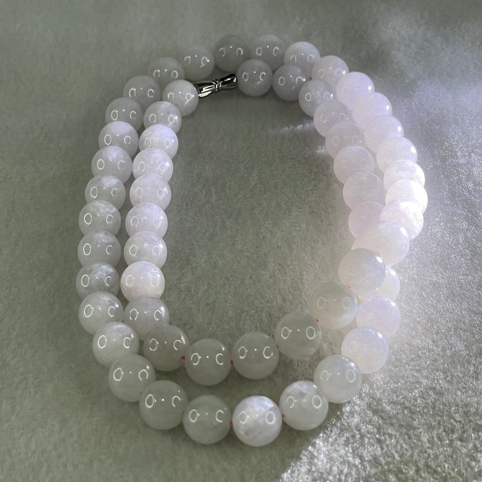 Type A Full Faint Lavender Jadeite Beads Necklace 94.46g 54cm 9.9mm 57 Beads - Huangs Jadeite and Jewelry Pte Ltd