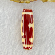 Natural Powerful Tibetan Old Oily Red and Yellowish White Agate Guan Yin Dzi Bead Heavenly Master (Tian Zhu) 观音天诛 8.34g 37.9 by 11.9mm - Huangs Jadeite and Jewelry Pte Ltd