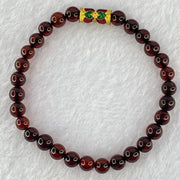 Natural Blood Red Amber Beads Bracelet 4.86g 16cm 6.3mm 29 Beads - Huangs Jadeite and Jewelry Pte Ltd
