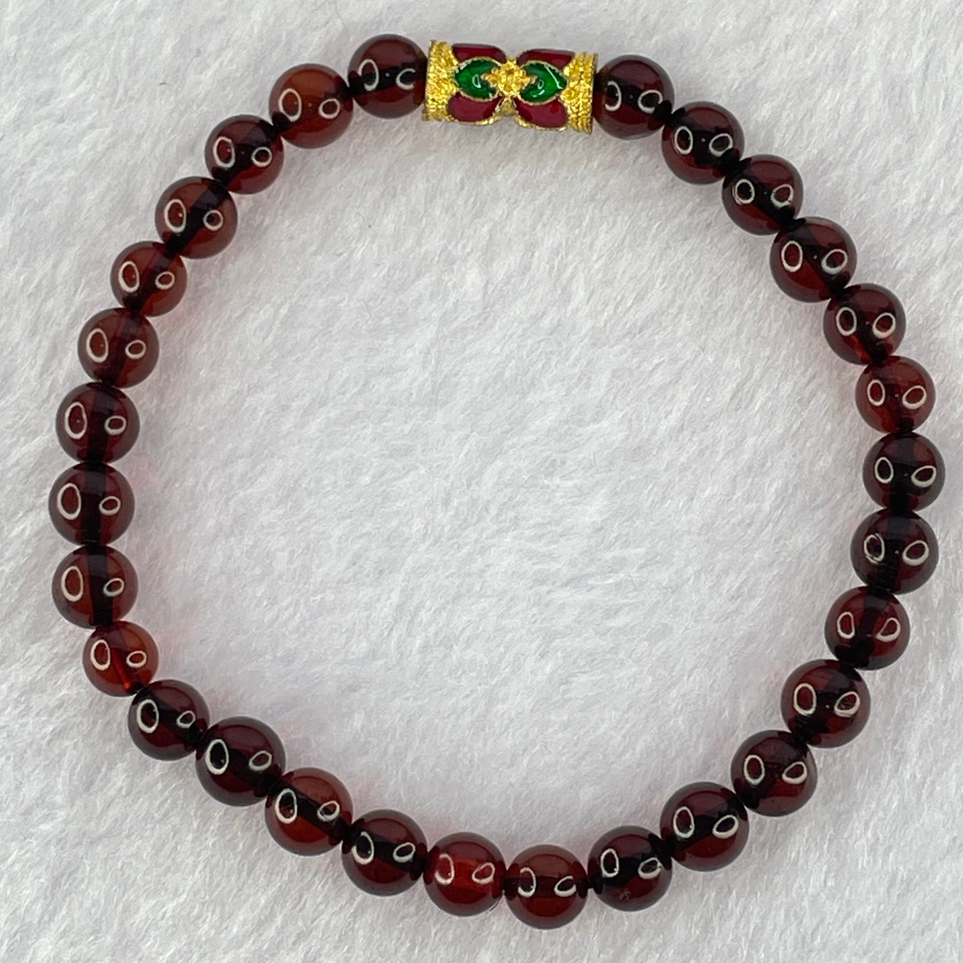 Natural Blood Red Amber Beads Bracelet 4.86g 16cm 6.3mm 29 Beads - Huangs Jadeite and Jewelry Pte Ltd