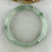 Type A Natural Jelly Light Green with Blueish Green Flora Piao Hua Jadeite Bangle 44.63g Inner Diameter 50.7mm 12.3 by 8.3mm (Internal Lines) - Huangs Jadeite and Jewelry Pte Ltd