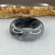 Type A Semi Icy Wuji Grey Black with Lavender Jadeite Thick Ring 5.10g 9.2 by 3.6mm US7.7 HK 17 (Slight Internal Lines) - Huangs Jadeite and Jewelry Pte Ltd