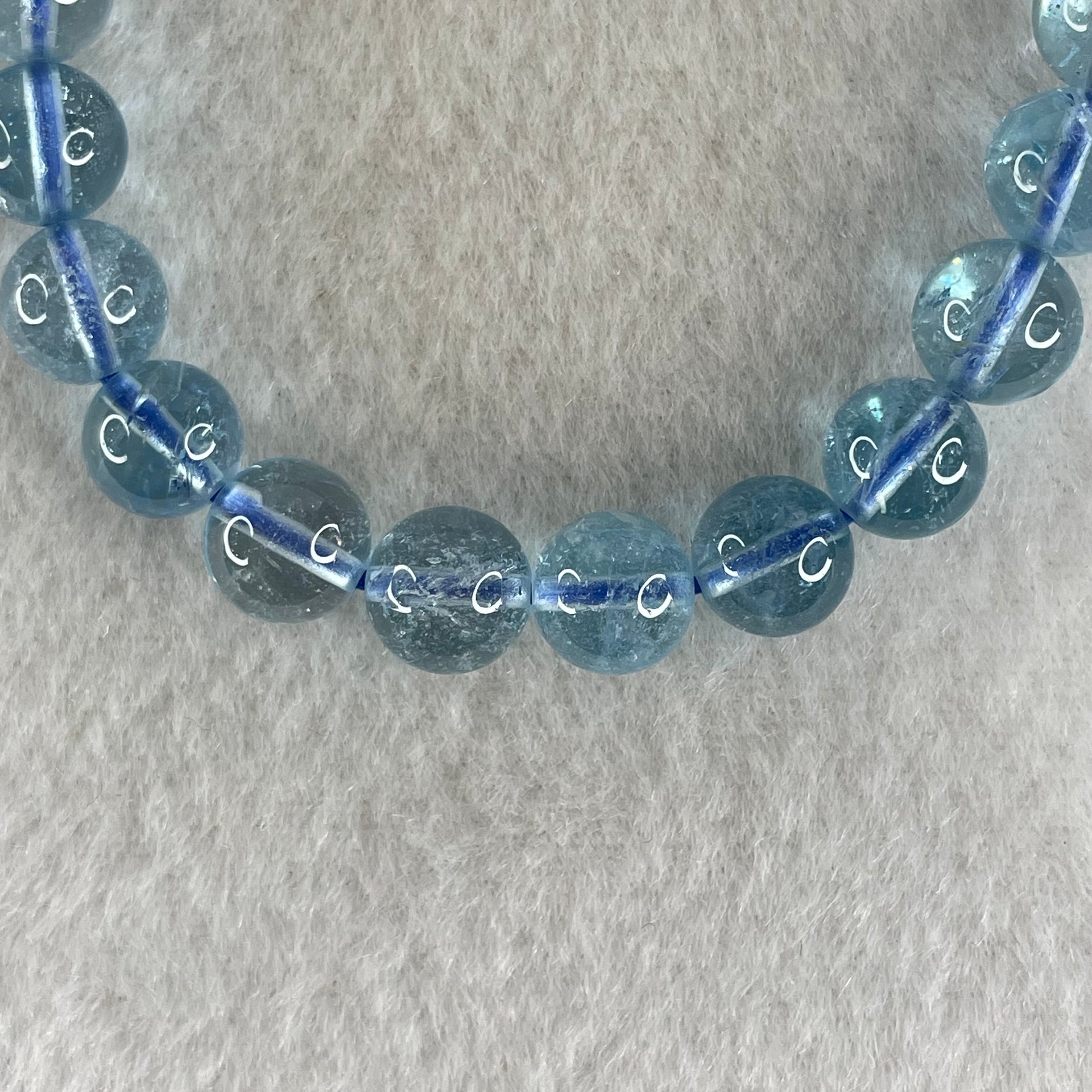 Above Average Natural Blue Topaz Beads Bracelet 23.54g 15.5cm 8.4mm 23 Beads - Huangs Jadeite and Jewelry Pte Ltd