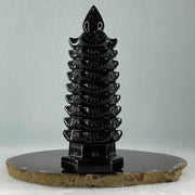 Black Obsidian Pagoda Display 289.4g 49.0 by 45.0 by 129.0mm - Huangs Jadeite and Jewelry Pte Ltd